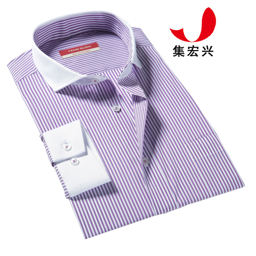 男士紫色条纹衬衫定制